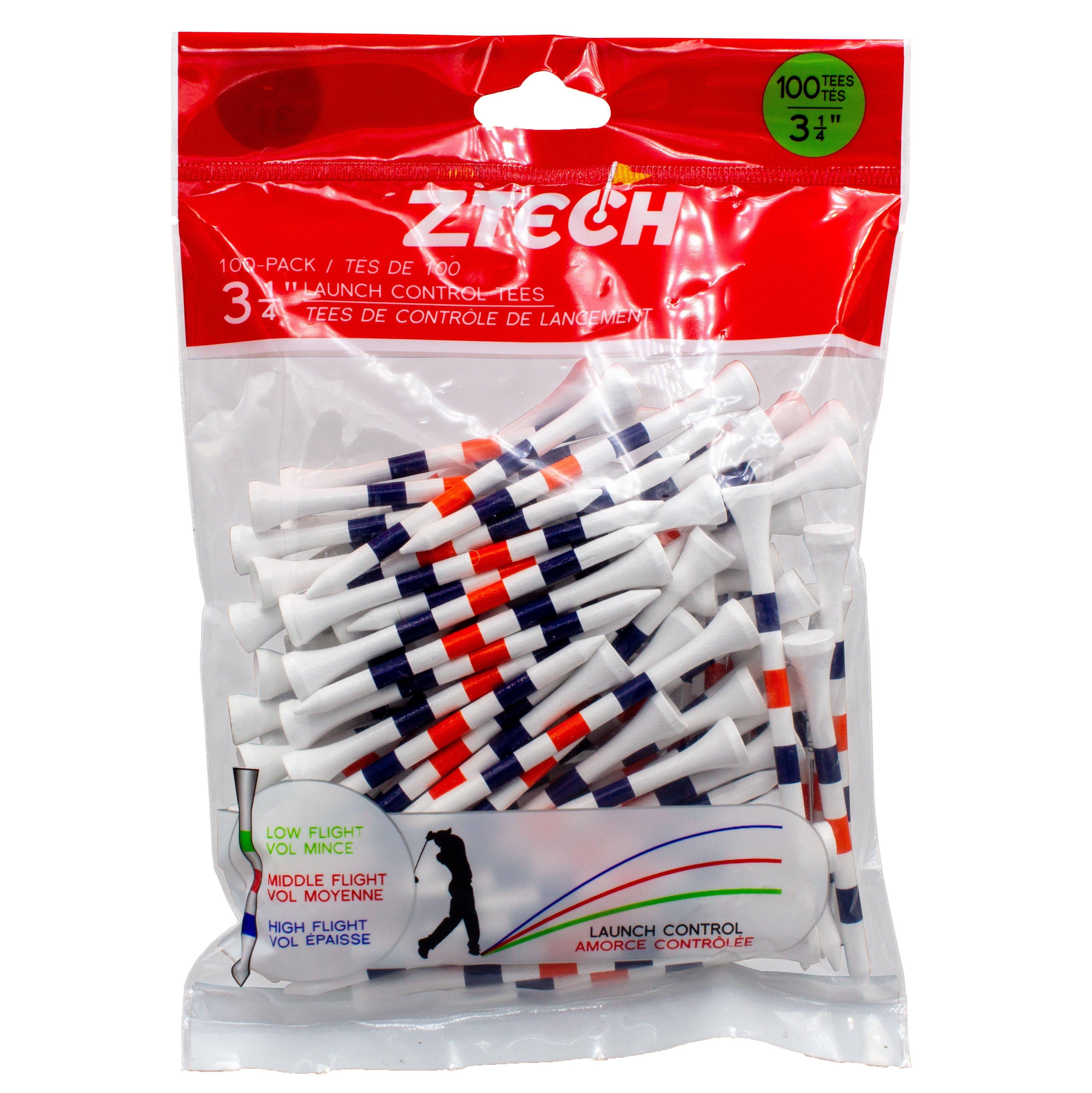 White 3 1/4 Inch Tees With Orange & Blue Stripes (100 Count